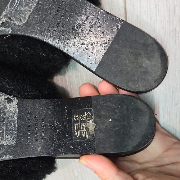 Jenni Kayne Women Shearling Fluffy Pointed toe mule Clog Flats shoes sz 39/9 - Picture 11 of 14